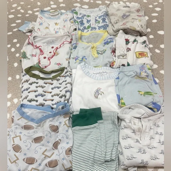 Lot of 13 Pima pajamas tee short sleeve long pants boys lake tbbc roller rabbit